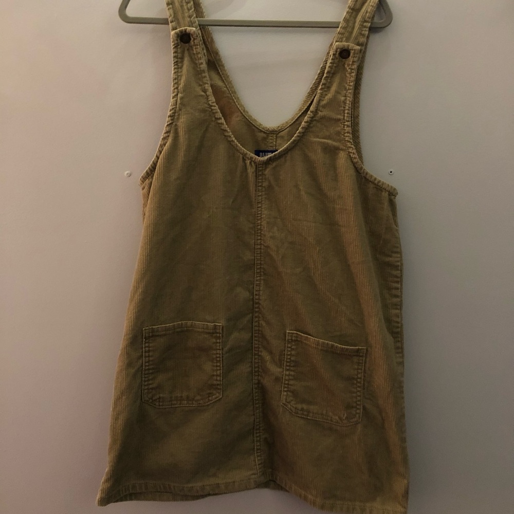 Khaki Corduroy Overall Dress